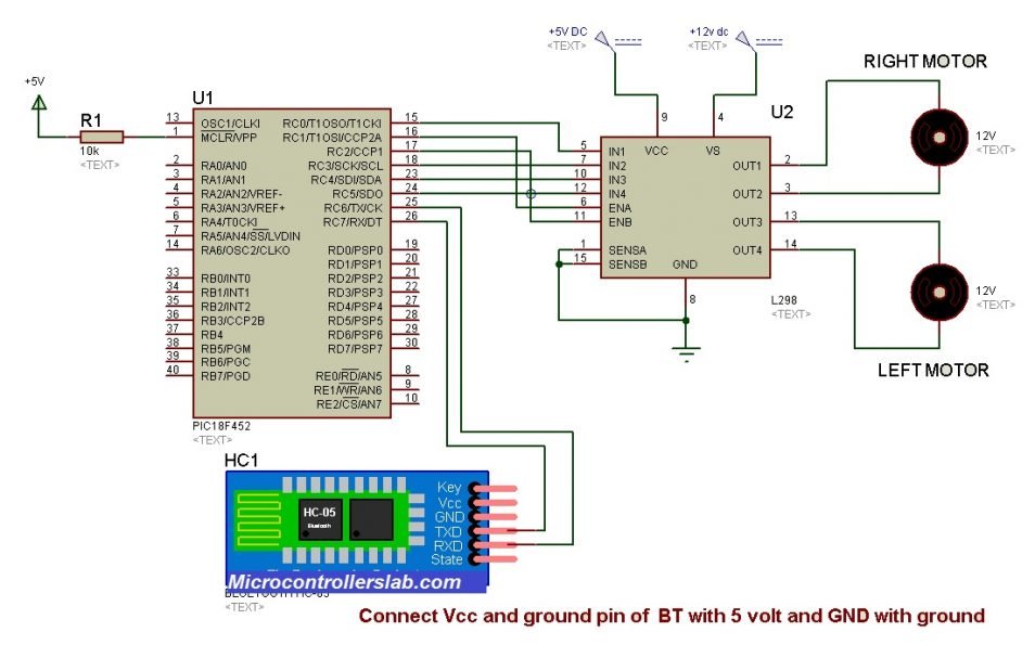 Bluetooth Controlled Robot using pic microcontroller