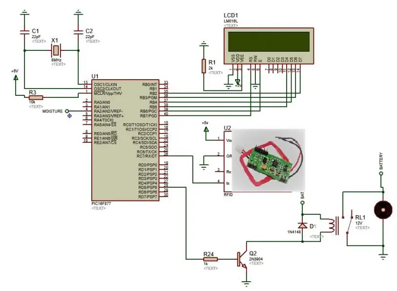 RFID based electronic lock using pic microcontroller with code