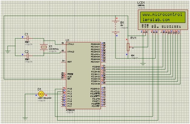 lcd interfacing with 8051 microcontroller simulation