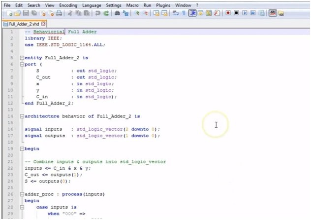 data types example in VHDL