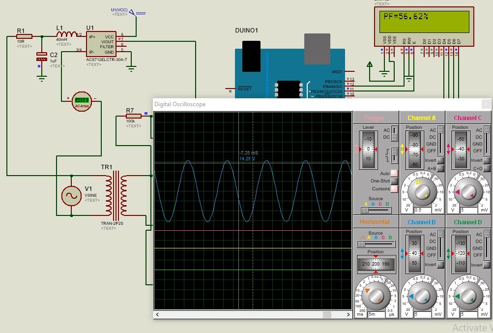 simulation of arduino based power factor meter in proteus