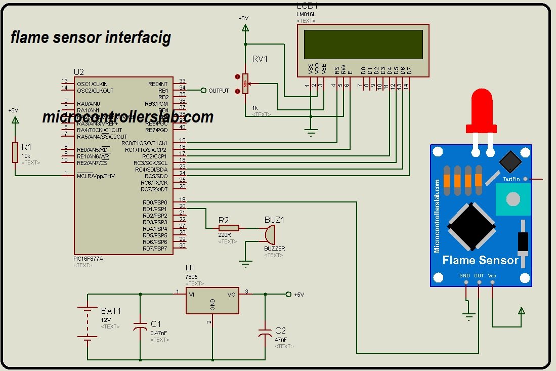 flame sensor interfacing with pic microcontroller