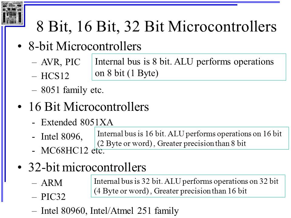 Difference Between 8 Bit 16 Bit And 32 Bit Microcontrollers