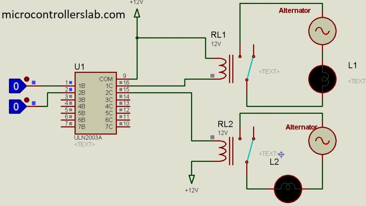 Microcontroller Interfacing To Relays Using Uln2003 Relay Driver Ic