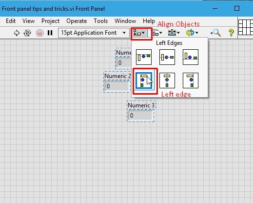 Alignment of elements in labview
