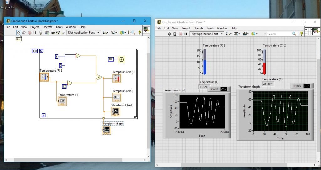 Using charts and graphs in labview with example: tutorial 6