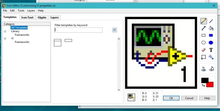 Customizing VI properties of Labview