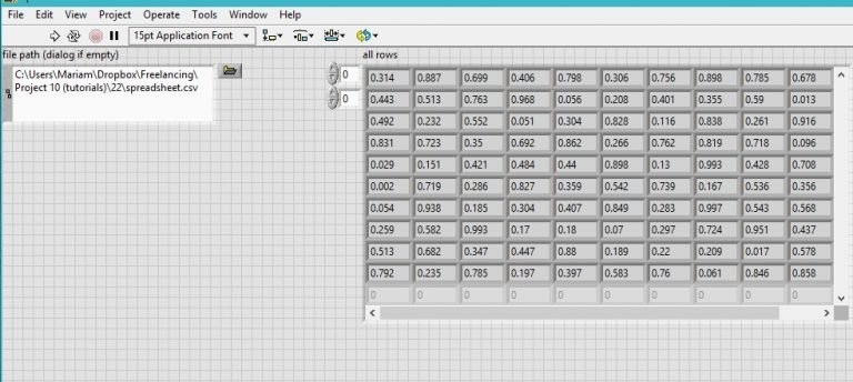read and write data to excel files in labview