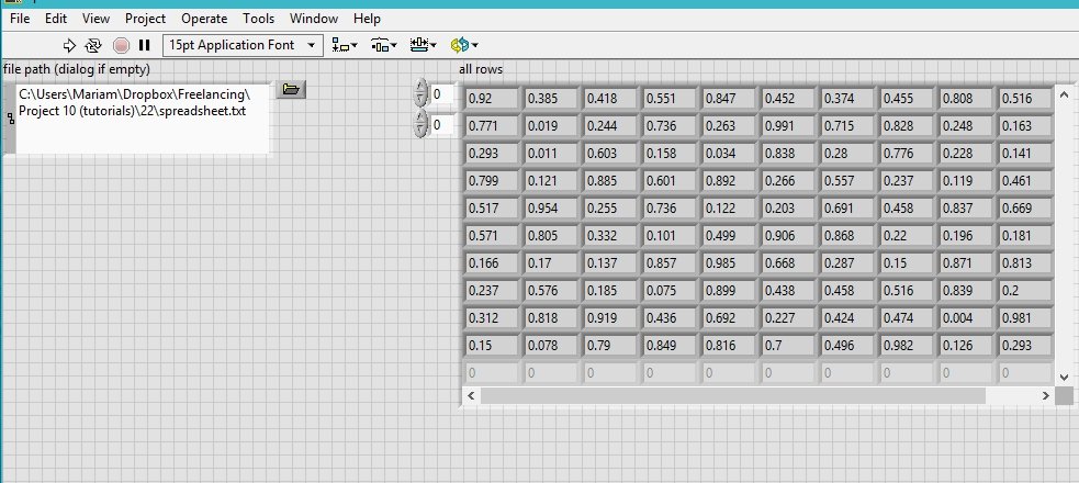 read and write data to excel  files in labview