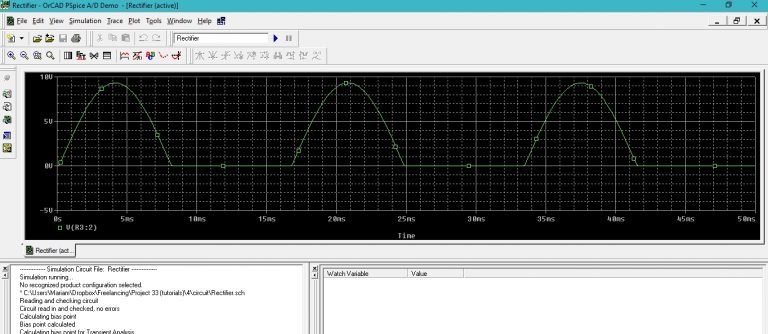 Simulation of rectifiers in Pspice: tutorial 4