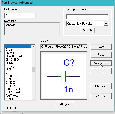 pspice capacitor model