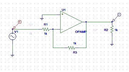 simulate inverting and non inverting amplifiers in PSpice :  tutorial 7