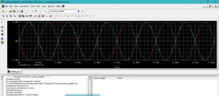 simulate inverting and non inverting amplifiers in PSpice : tutorial 7