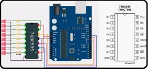 Expand output ports of Arduino with shift register