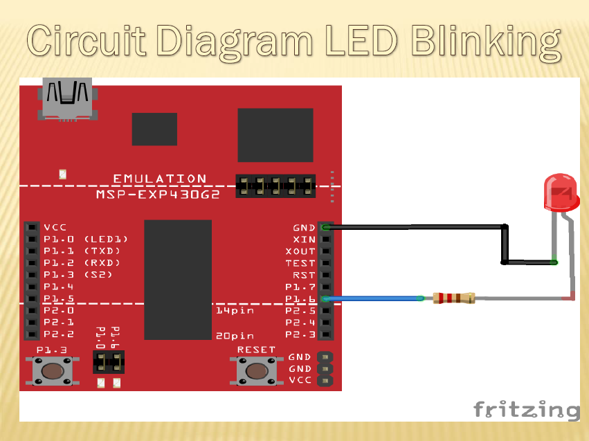 LED blinking using MSP430G2 LaunchPad