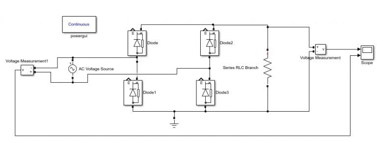 Full wave rectifier simulation in Simulink: tutorial 10