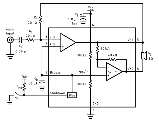 LM4871 Example circuit diagram
