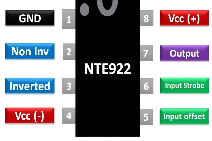 NTE922 pinout diagram voltage comparator