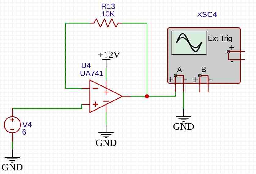 lm741 unity gain amplifier esempio