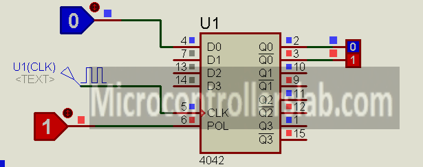 CD4042 D latch Simulation circuit example