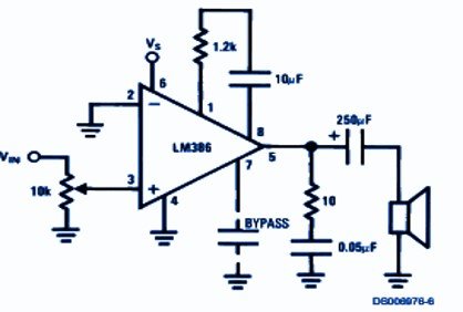 Amplificatore LM386 con guadagno 50 Esempio