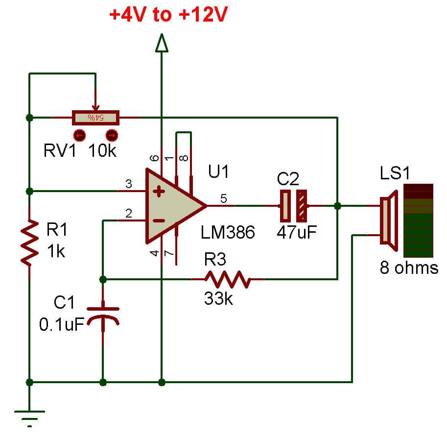 Circuit d'oscillateur à ondes carréesLM386