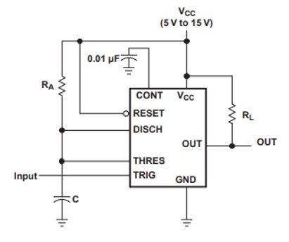 NE556 Monostable operation Circuit Example