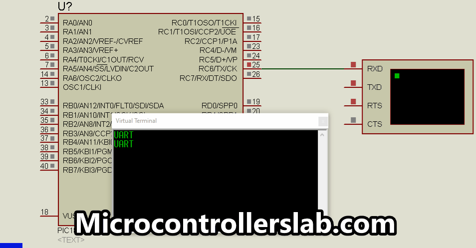 Send data serially with pic microcontroller UART