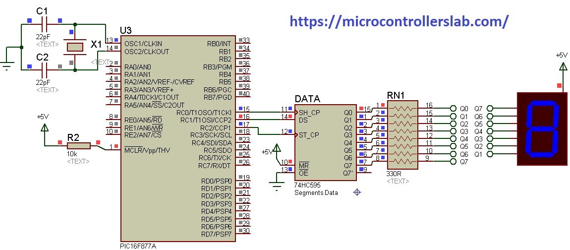 74HC595 interfacing with 7-segment display and Pic Microcontroller