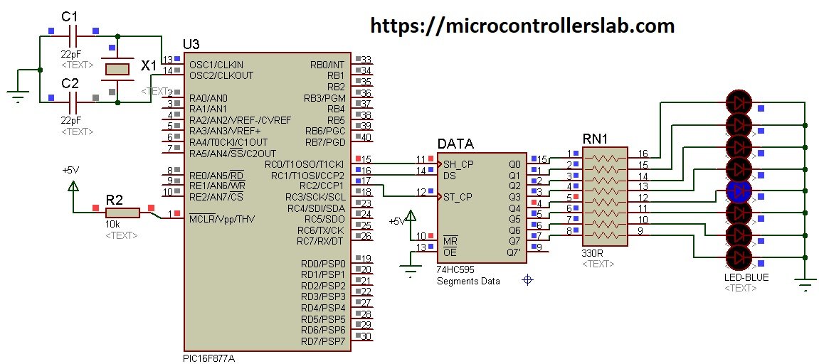 74HC595 shift register interfacing with Pic Microcontroller