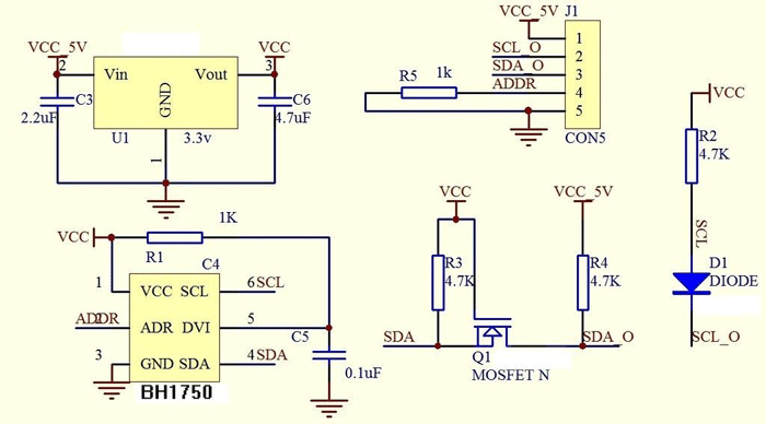 BH1750 light sensor internal circuit