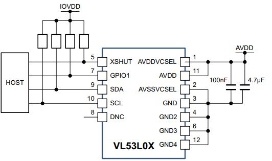 VL53L0X interfacing circuit