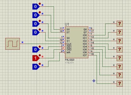 74LS323 Shift Register IC Pinout, Exampl Circuits and Proteus 
