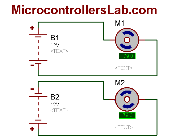 DC Motor Direction Control Proteus simulation