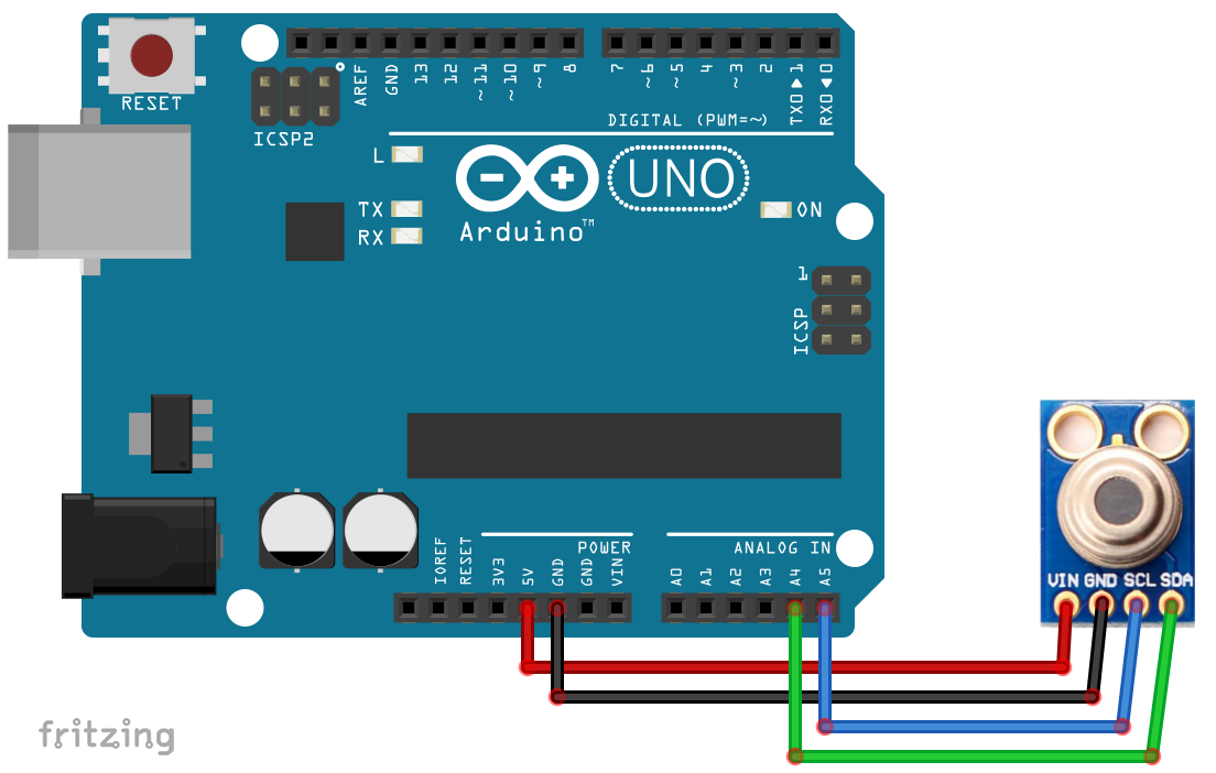MLX90614 Non-Contact IR Temperature Sensor interfacing with Arduino