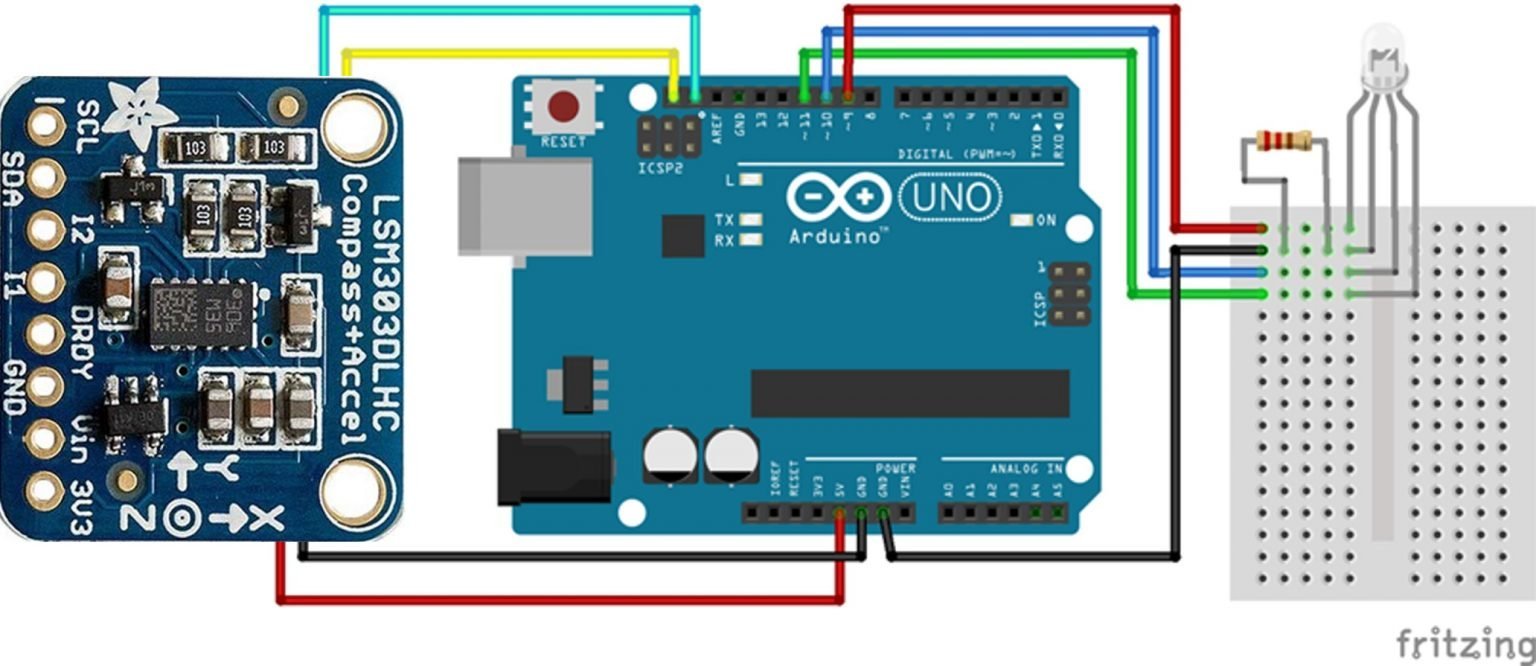 LSM303 Triple-Axis Accelerometer/Magnetometer Module Pinout and Arduino