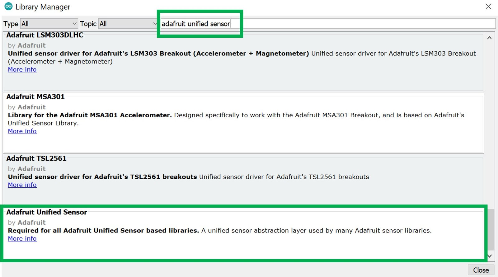 Adafruit unified sensor library arduino ide