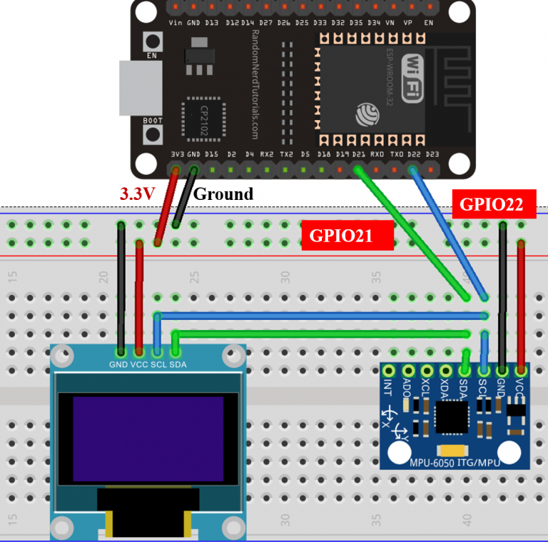 ESP32 with MPU6050 Arduino IDE: Display Values on OLED