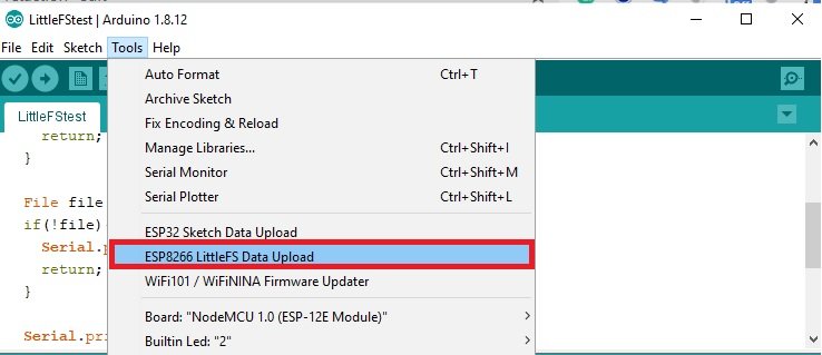 LittleFS sketch data upload to esp8266 filesystem