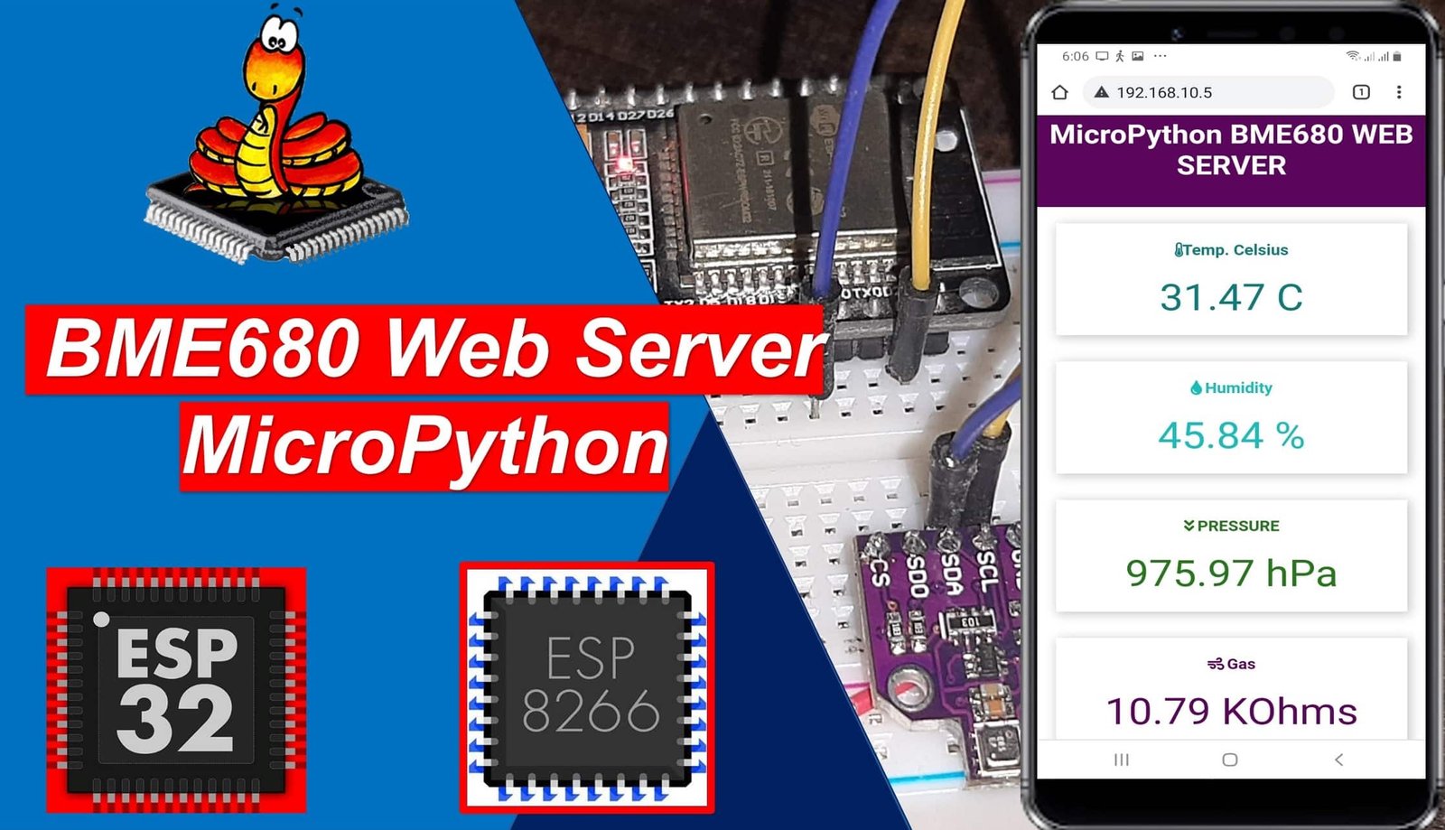MicroPython ESP32 ESP8266 BME680 web server