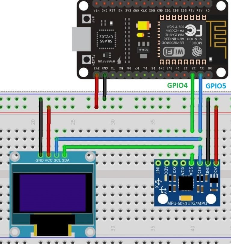 MPU-6050 with ESP8266 NodeMCU (Arduino IDE) - Display on OLED