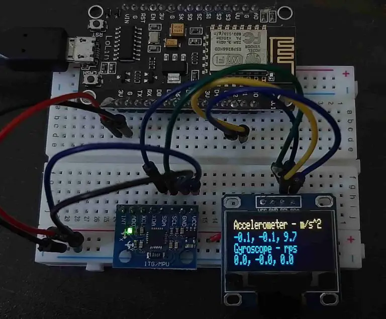 MPU-6050 with ESP8266 NodeMCU (Arduino IDE) - Display on OLED