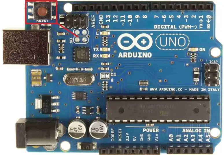 Arduino uno reset button