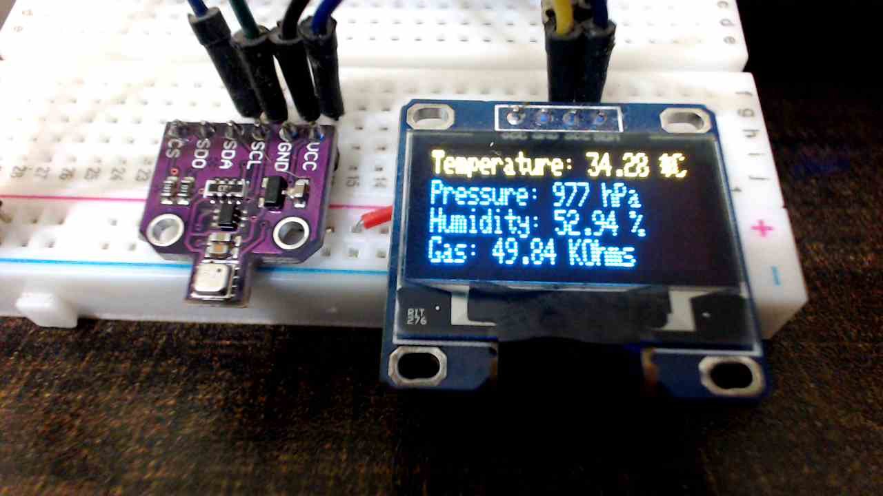 BME680 with ESP8266 NodeMCU and OLED Arduino IDE demo