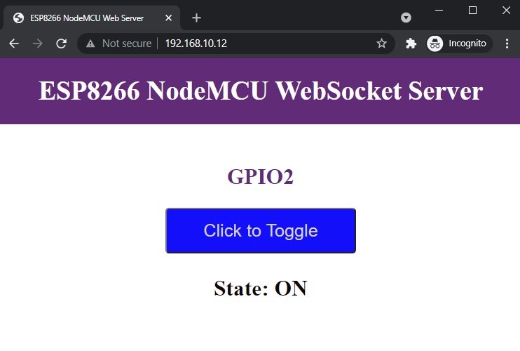 ESP8266 NodeMCU WebSocket Server Control Outputs (Arduino IDE) Demo