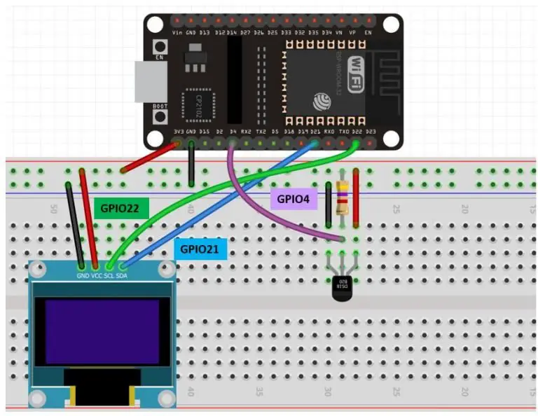 Single and Multiple DS18B20 with ESP32 : Display Readings on OLED