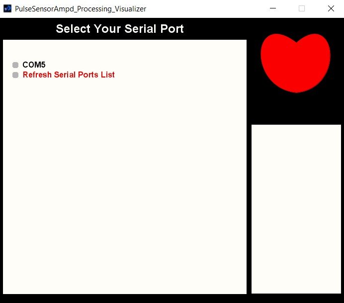 ESP32 pulse processing visualizer selecting COM port