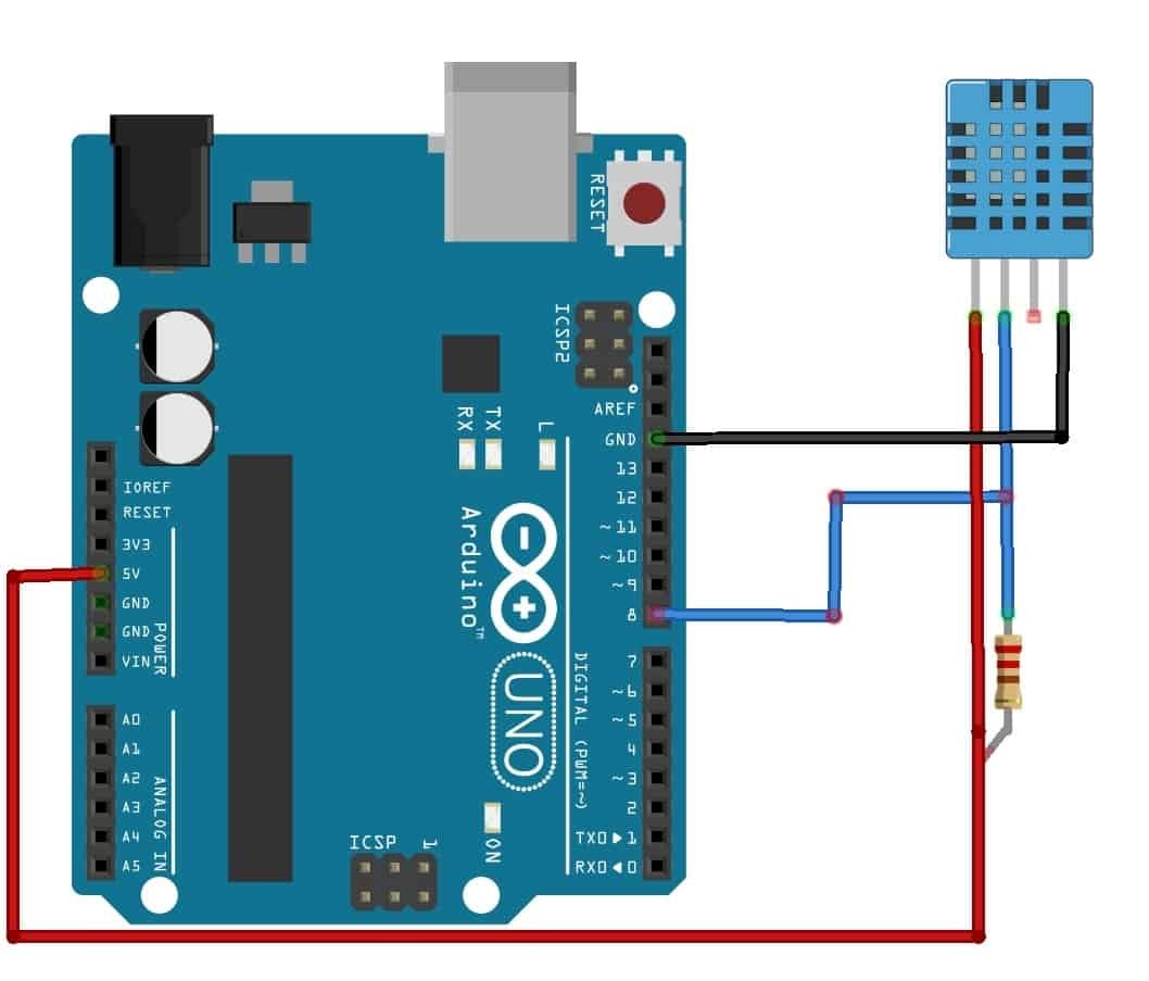 DHT11 temperature and humidity sensor interfacing with Arduino