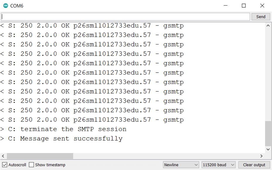 ESP8266 email via SMTP server demo attachments serial monitor