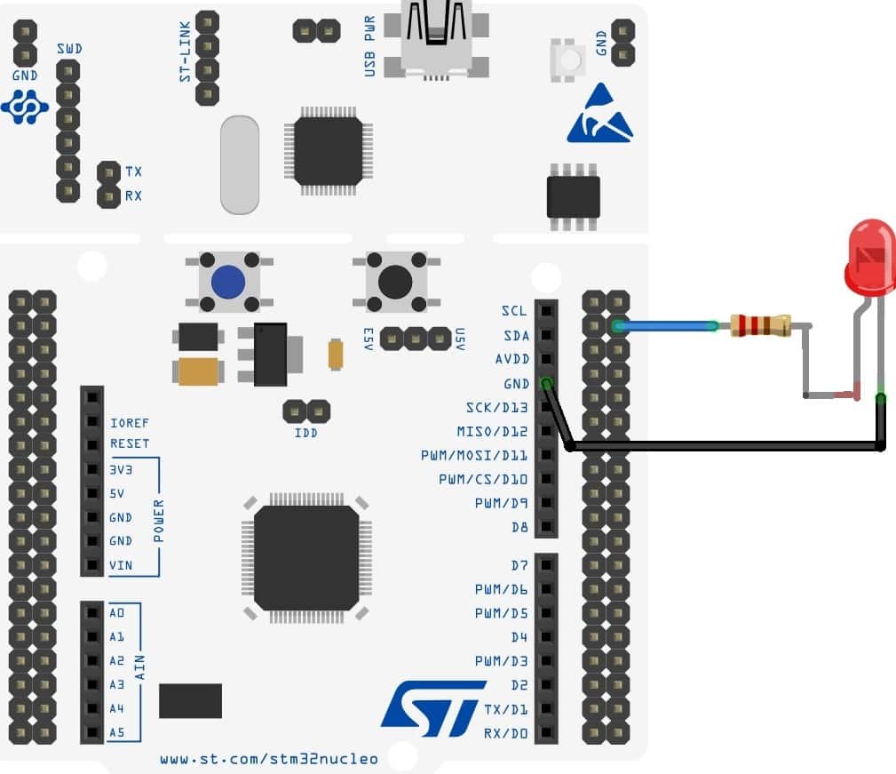 STM32 Nucleo LED Interfacing Example Arduino IDE